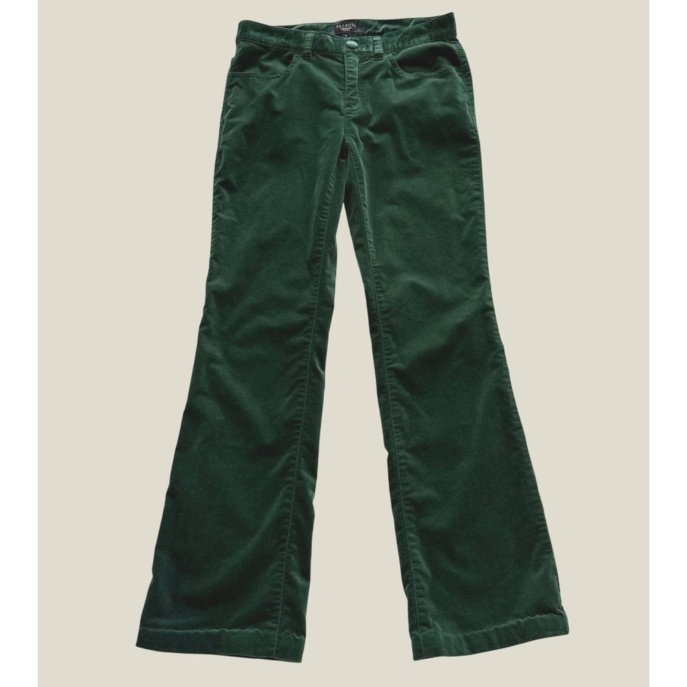 Talbots Signature Boot Velvet Pants Womens 2P Green Corduroy Bootcut Petite